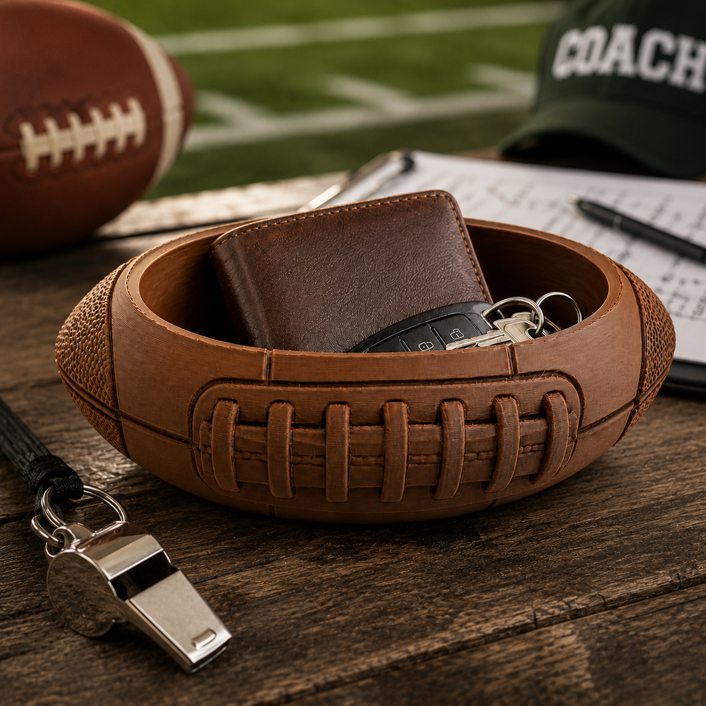 3D Printed Football Catchall Tray – Unique Gift for Football Fans