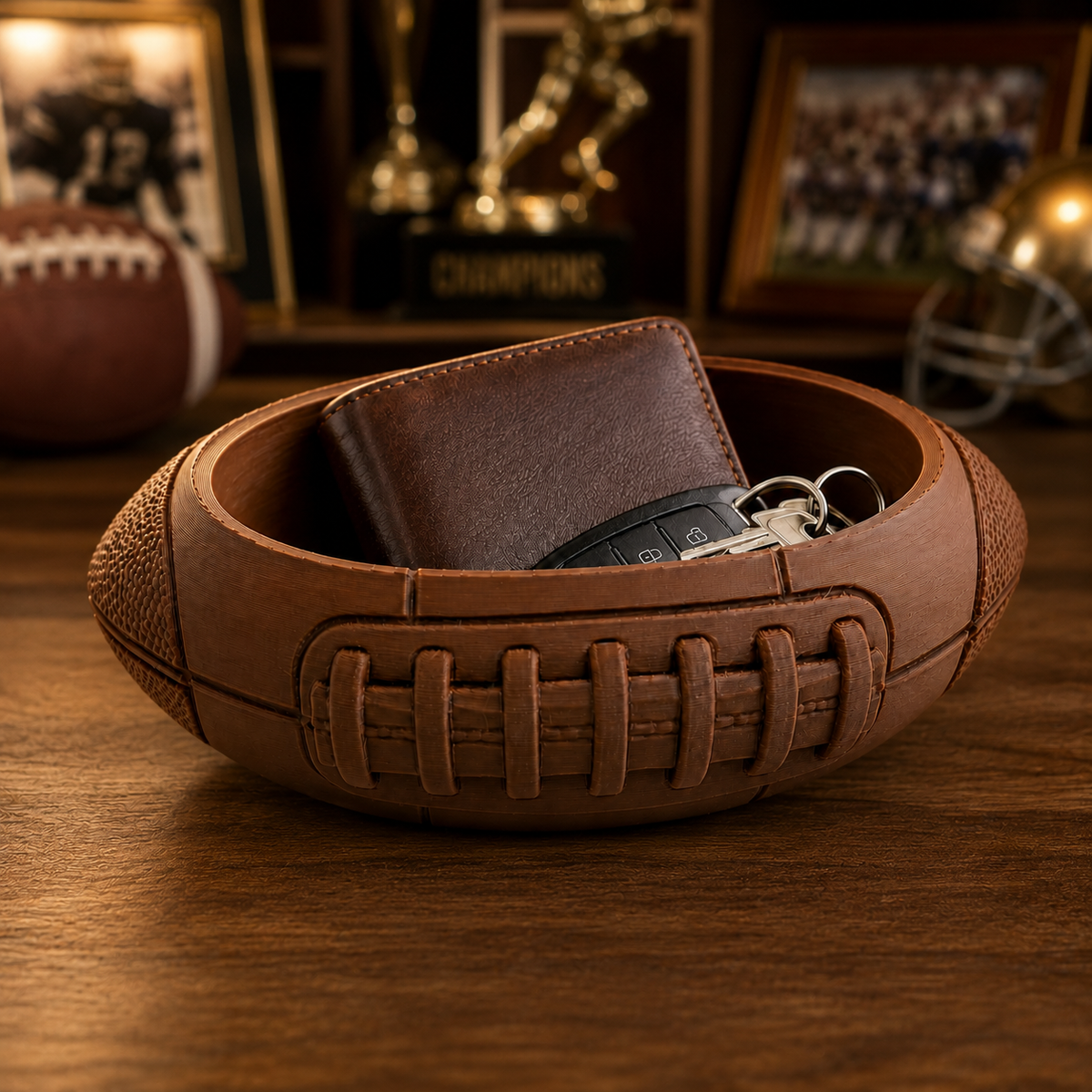 3D Printed Football Catchall Tray – Unique Gift for Football Fans