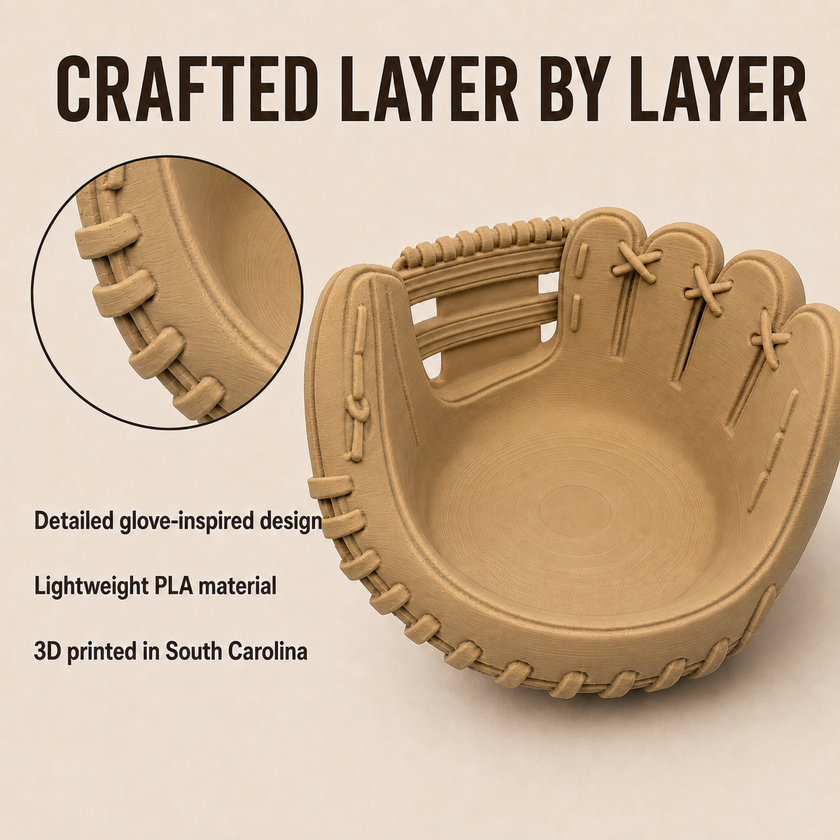 3D Printed Baseball Glove Catchall Tray – Unique Gift for Baseball Fans