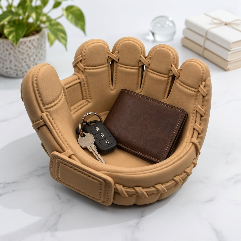 Baseball Glove Catchall Bowl – 3D Printed Desk Organizer & Gift for Baseball Fans, Players and Coaches | Beige
