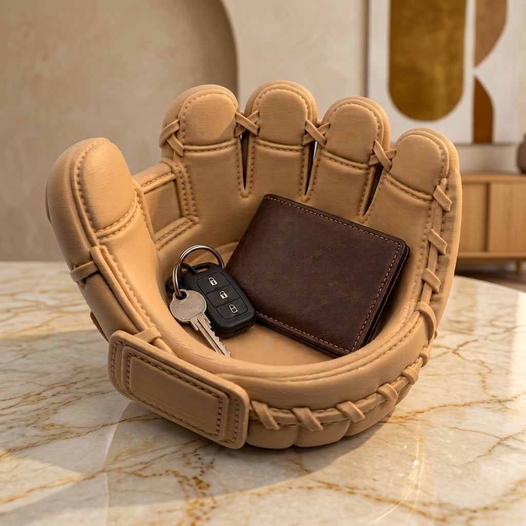 Baseball Glove Catchall Bowl – 3D Printed Desk Organizer & Gift for Baseball Fans, Players and Coaches | Beige